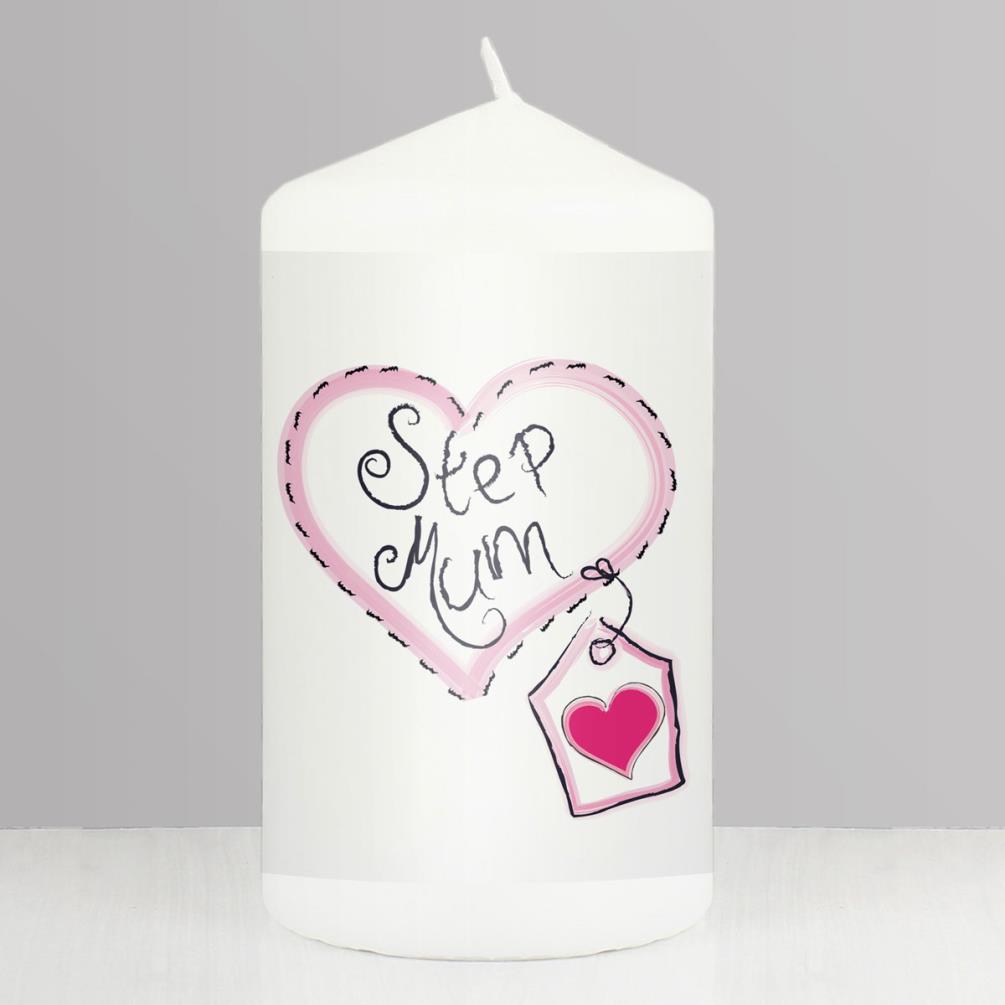 Step Mum Heart Stitch Pillar Candle Extra Image 1
